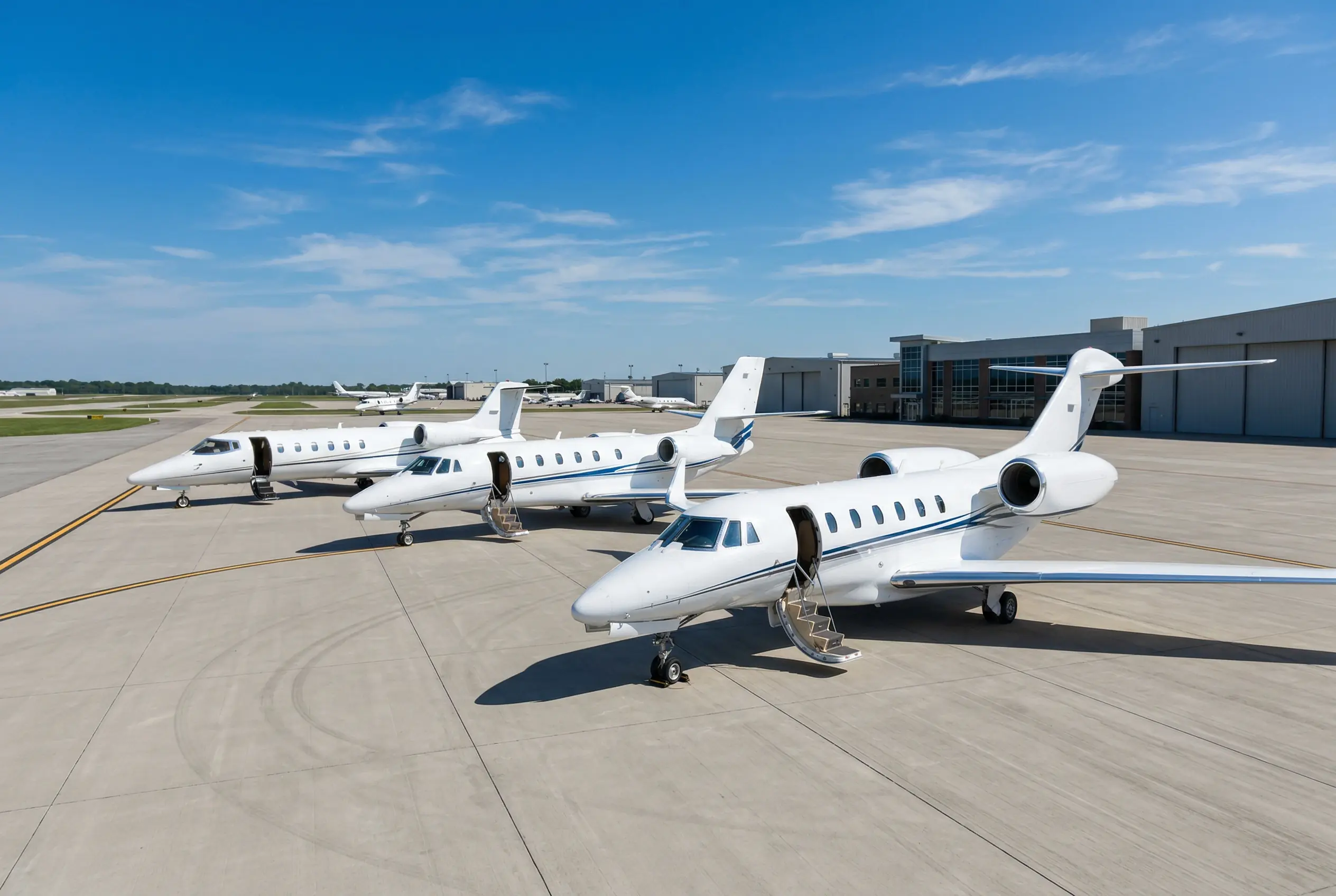 Citation X+ alongside other midsize jets on the ramp — fleet access and availability